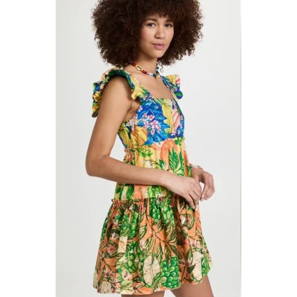 Farm Rio Womens Caipirinha Tiered Cotton Dress Size XL‎ Vacation Resort Tropical